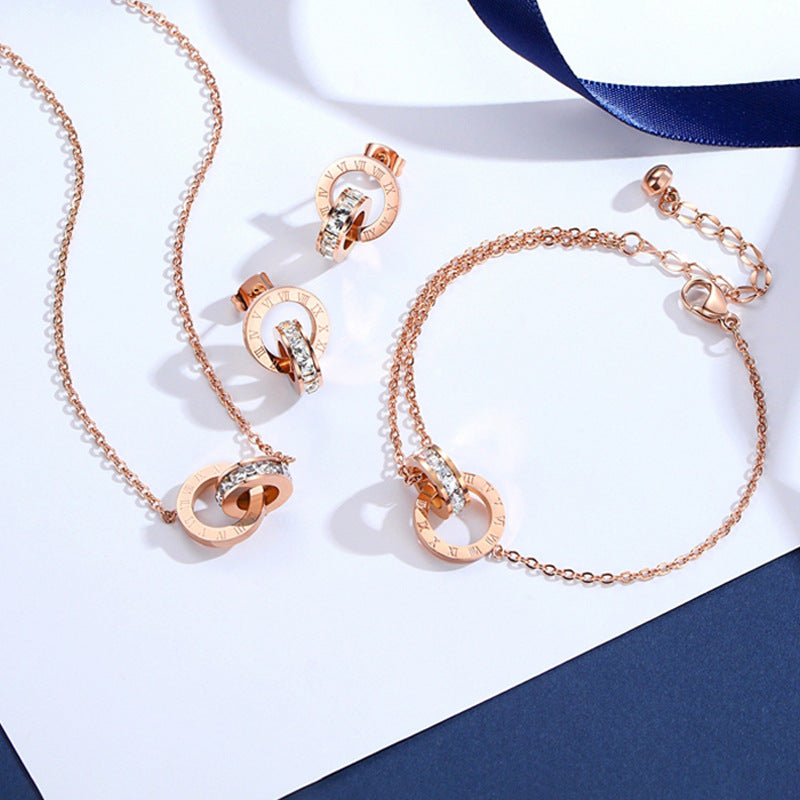 Diamond steel bracelet