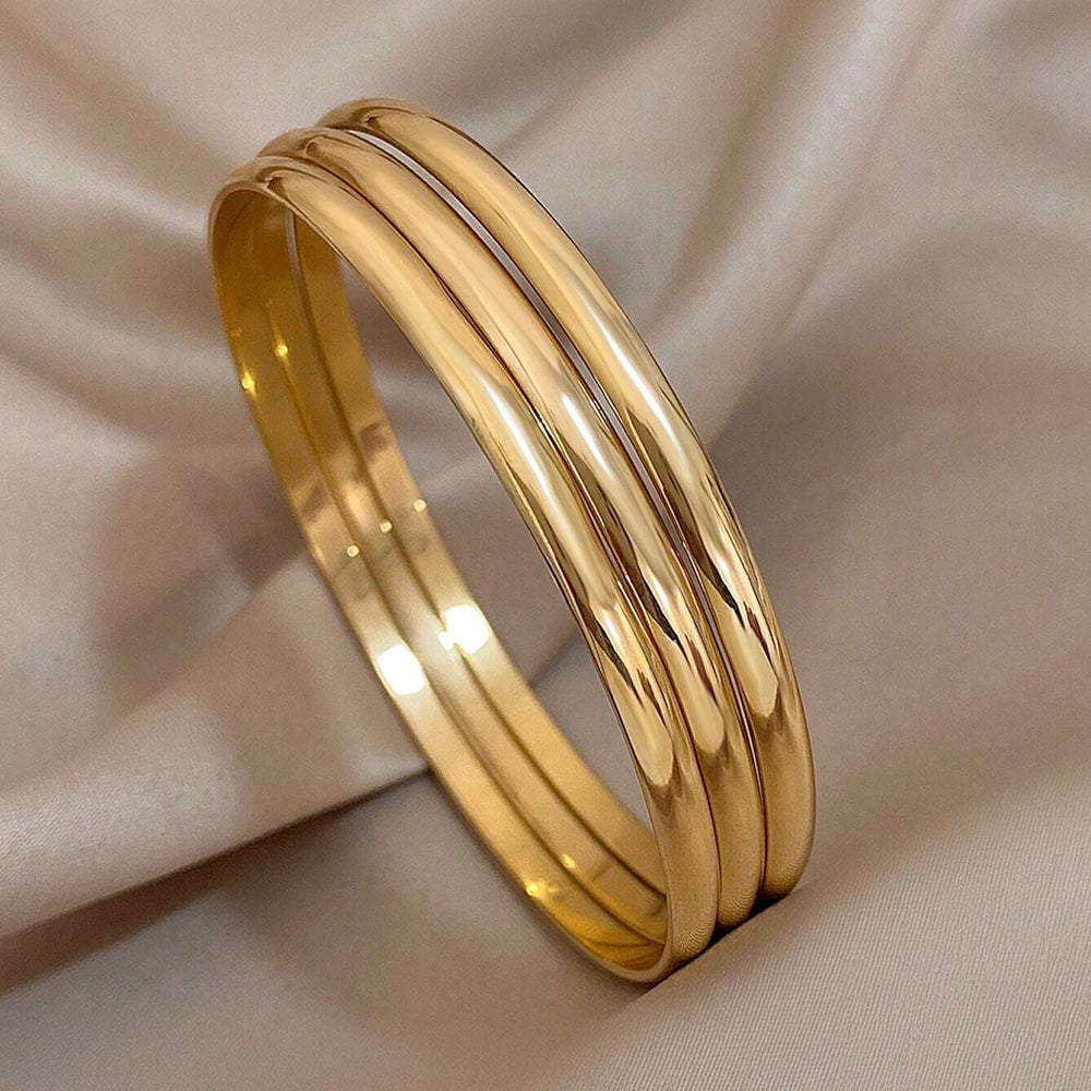 Triple Interlocked Rolling Bangle Bracelet