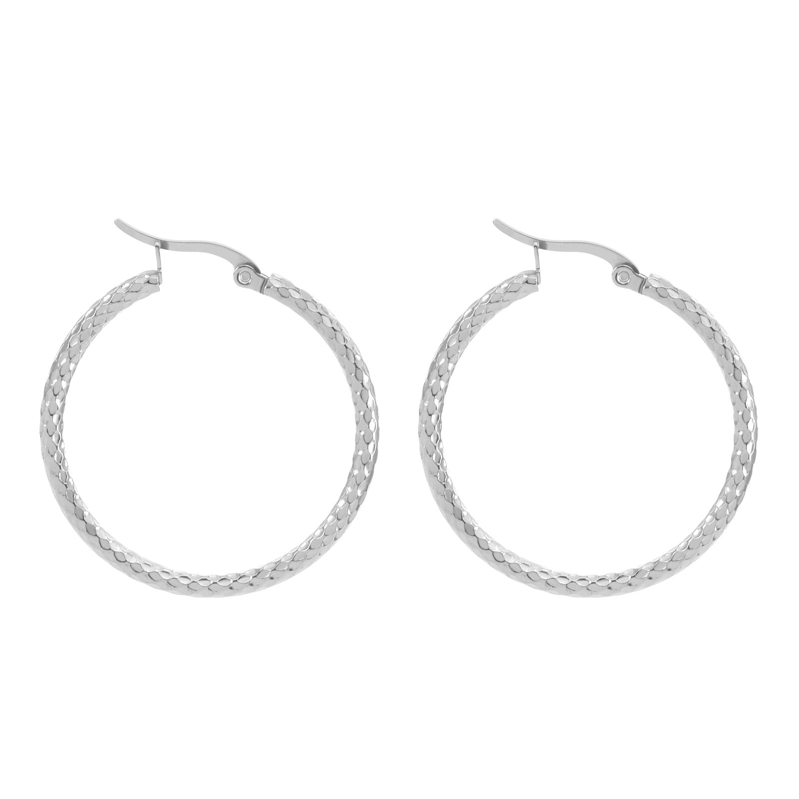 18K Gold Plated Textured Hoop Earrings