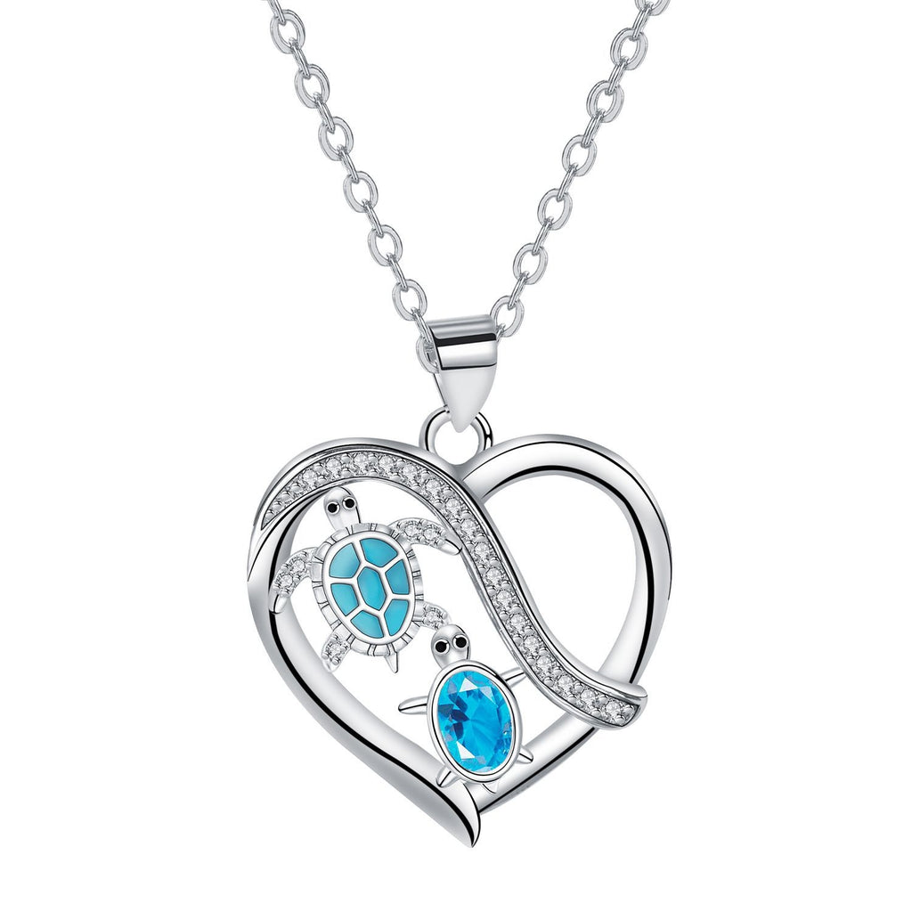 Mom & Me" Sea Turtle Heart Necklace