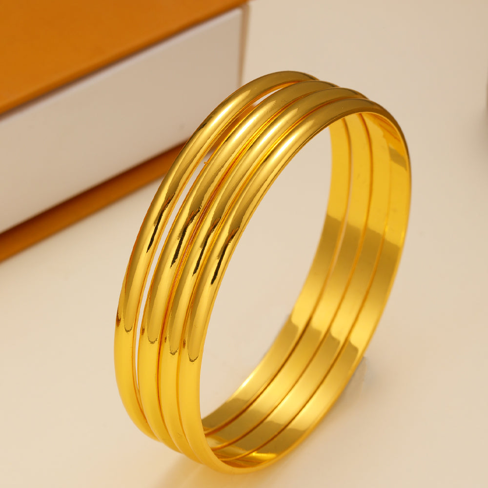 Triple Interlocked Rolling Bangle Bracelet