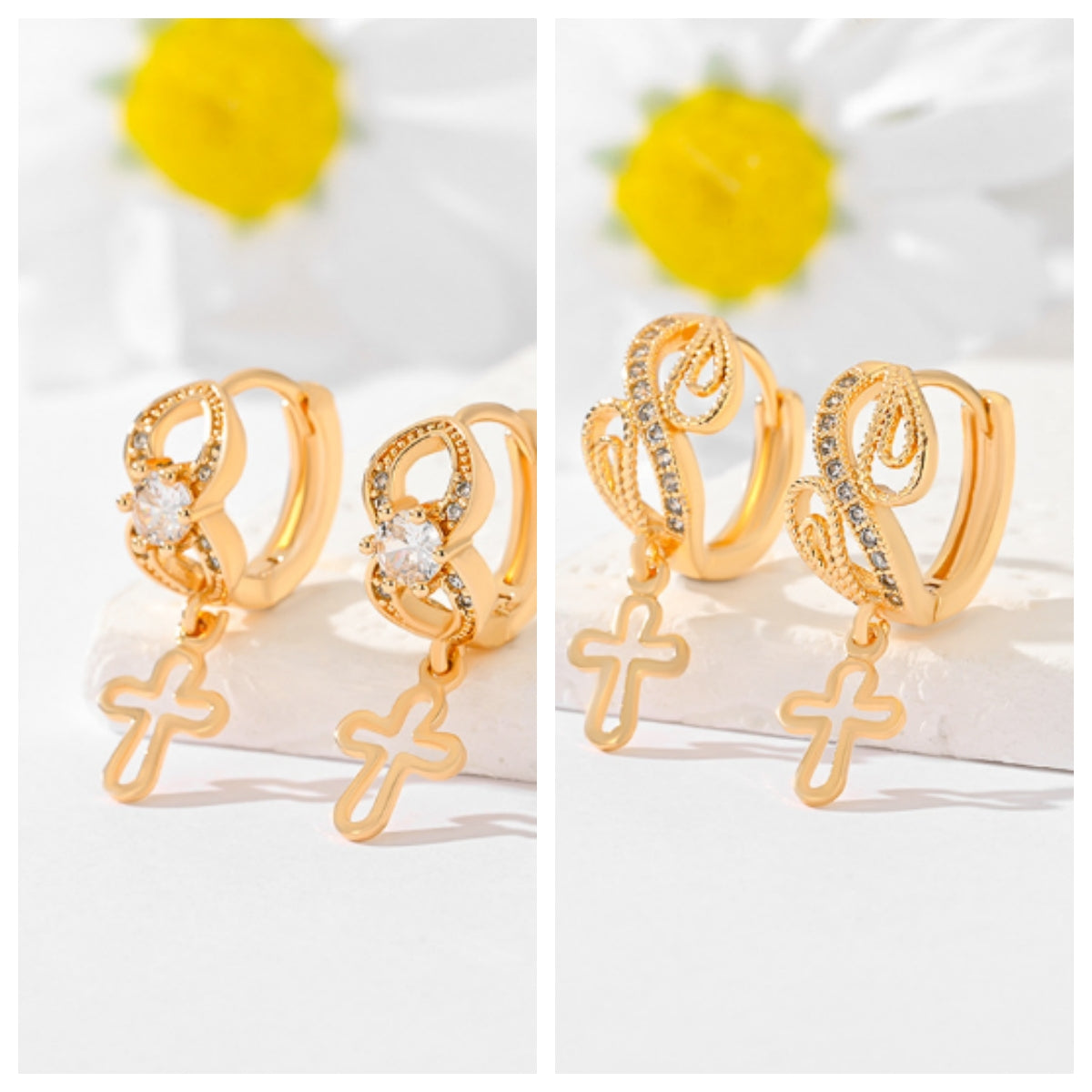 Ornament Cross Earrings