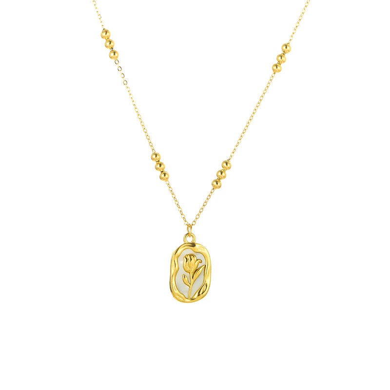 Vintage Tulip Pendant Necklace 18K Purity