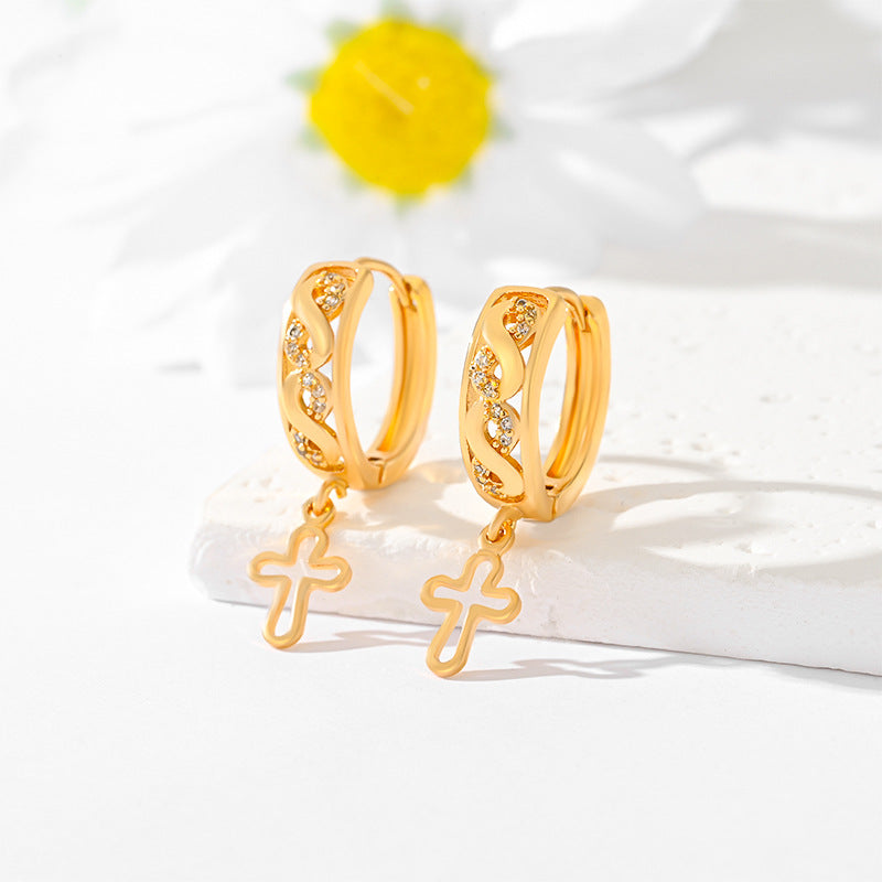 Ornament Cross Earrings