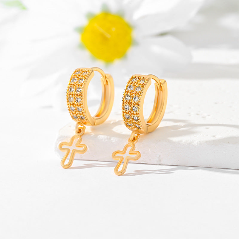 Ornament Cross Earrings