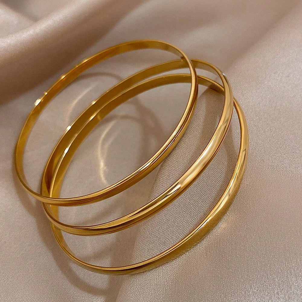 Triple Interlocked Rolling Bangle Bracelet