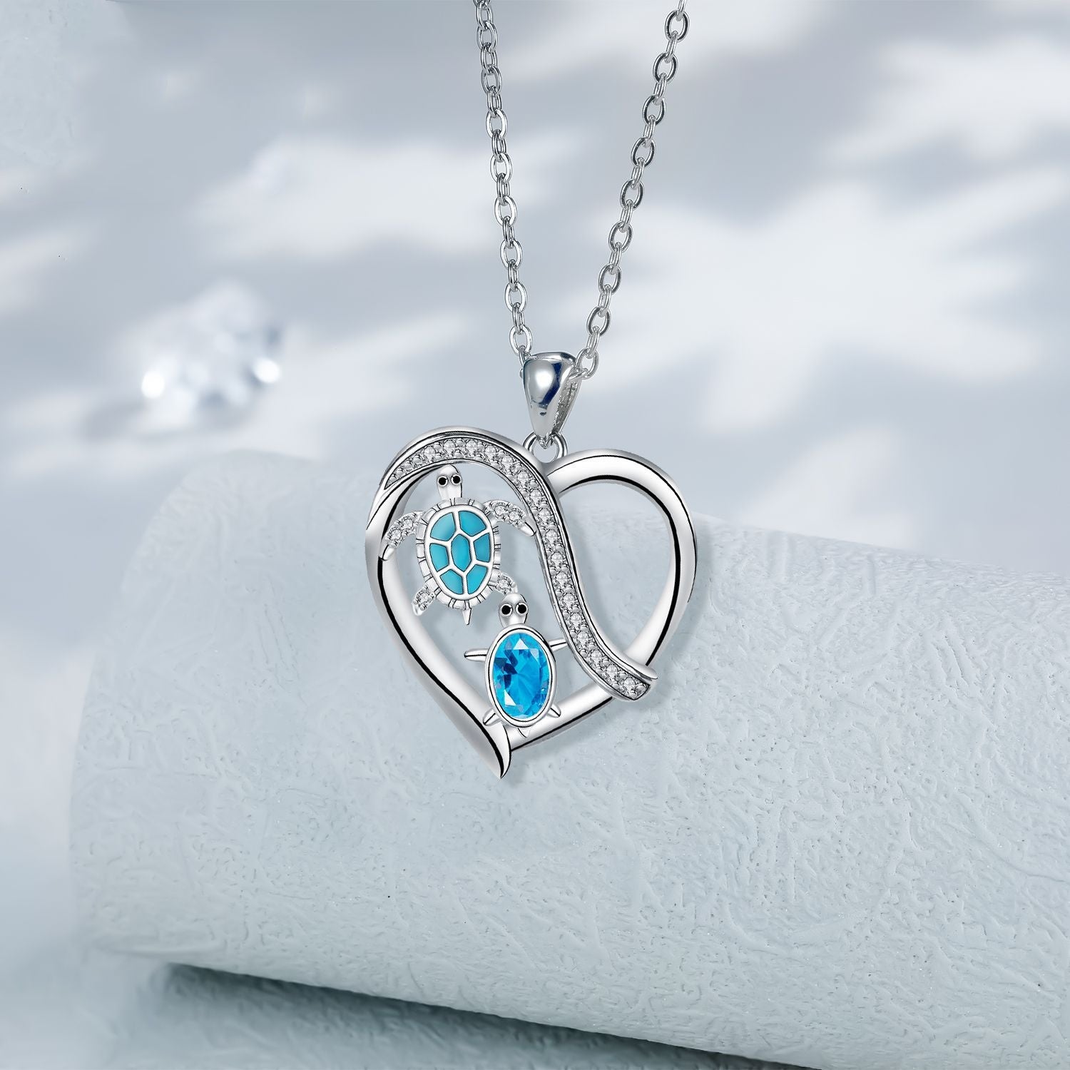 Mom & Me" Sea Turtle Heart Necklace